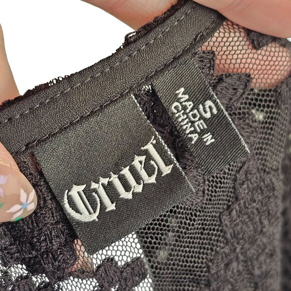 Cruel Sheer Grunge Black Flowy Blouse w/ Lace Detailing Sz S - Picture 6 of 9